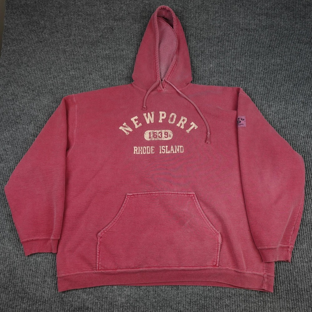 Vintage Newport Rhode Island Sweatshirt Hoodie Mens XL Pink Fleece Pullover